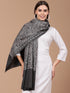 Women's Greyish Black Silky Aari Embroidery Wool Shawl